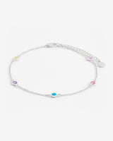 Multicolour Bezel Stone Anklet