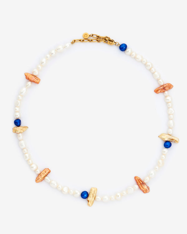 Multicoloured Mixed Pearl and Shard Necklace - Gold