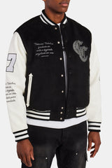 Cernucci Rhinestone Varsity Bomber - Black