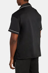 Revere Collar Contrast Crest Shirt - Black