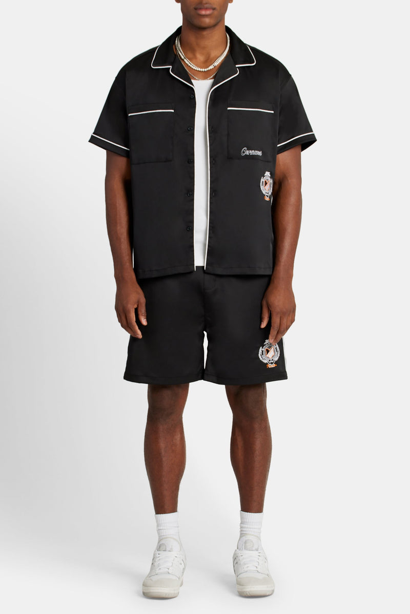 Contrast Crest Shorts - Black