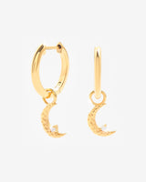 Moon Hoop Earrings - Gold