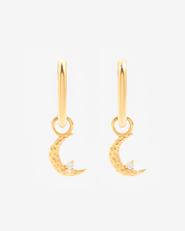 Moon Hoop Earrings - Gold