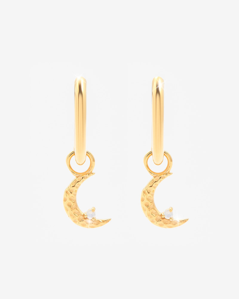 Moon Hoop Earrings - Gold