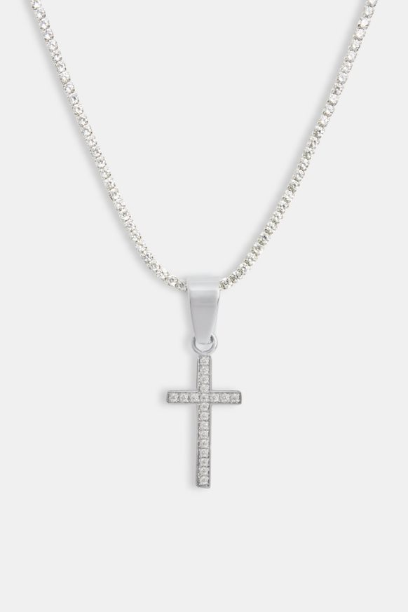 18mm Iced CZ Micro Cross Pendant