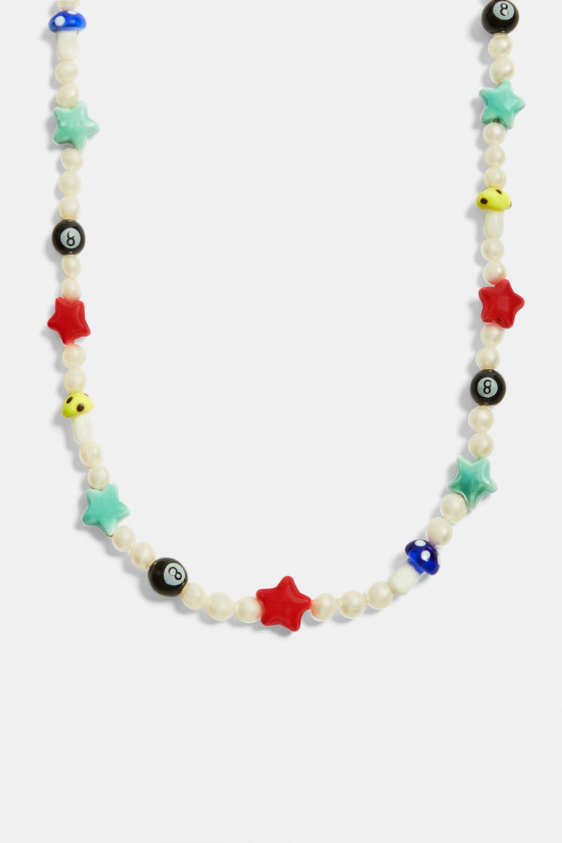 Freshwater Pearl and Acrylic Motif Necklace 18+2
