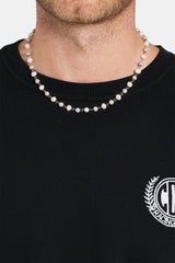 Ice CZ Ball & Freshwater Pearl Necklace