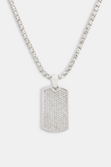 Iced CZ 2 Tone Dog Tag Pendant