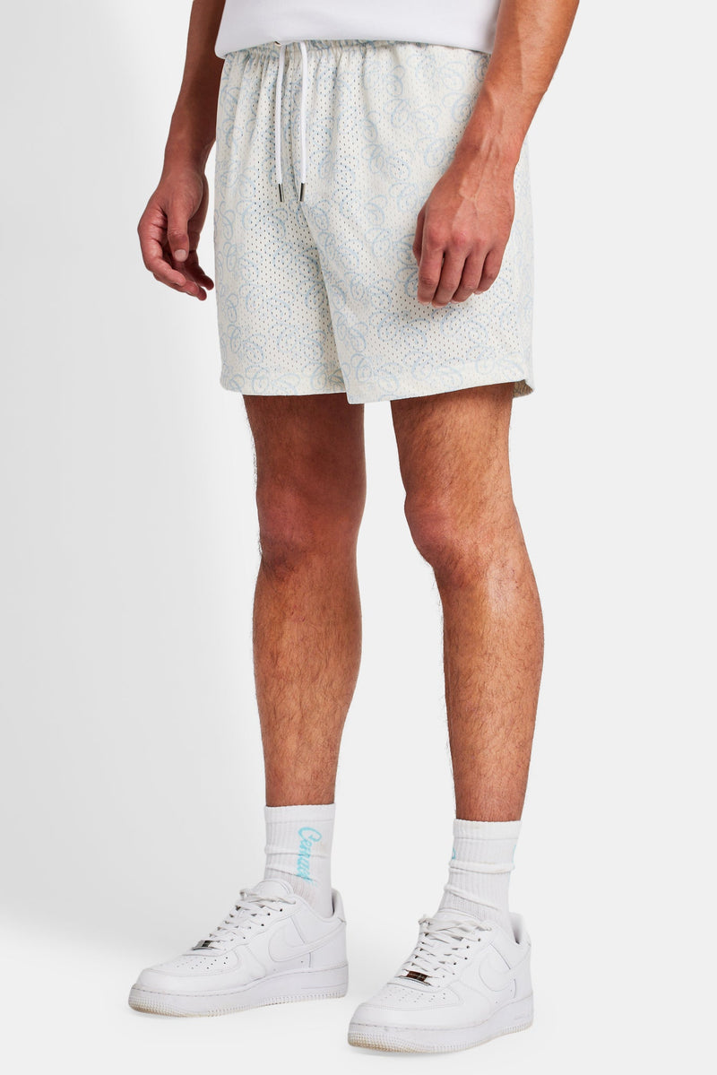 Cernucci Repeat Logo Mesh Short - Light Blue