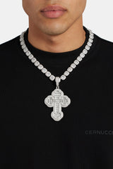 Large 70mm Iced CZ Rounded Cross Pendant