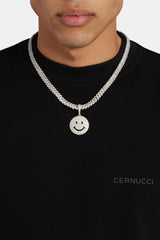 Large Iced CZ Happy Face Pendant
