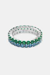 Blue & Green CZ Tennis Ring