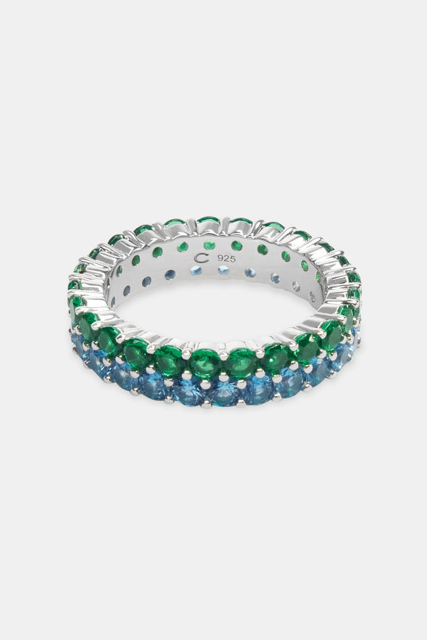 Blue & Green CZ Tennis Ring