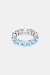 925 Blue Large CZ Single Row Tennis Ring