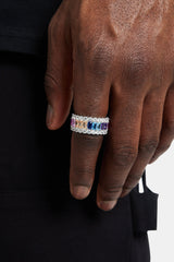 Rainbow CZ Baguette Tennis Ring