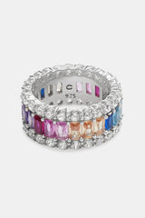 Rainbow CZ Baguette Tennis Ring