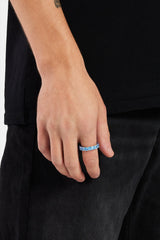 925 Blue Large CZ Single Row Tennis Ring