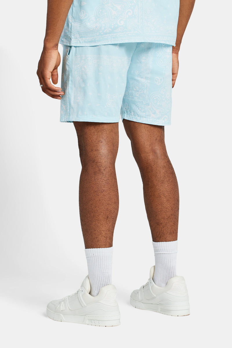 Bandana Printed Short - Light Blue