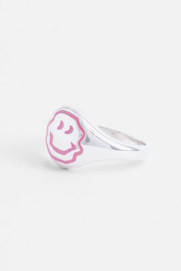 Pink Drippy Face Signet Ring