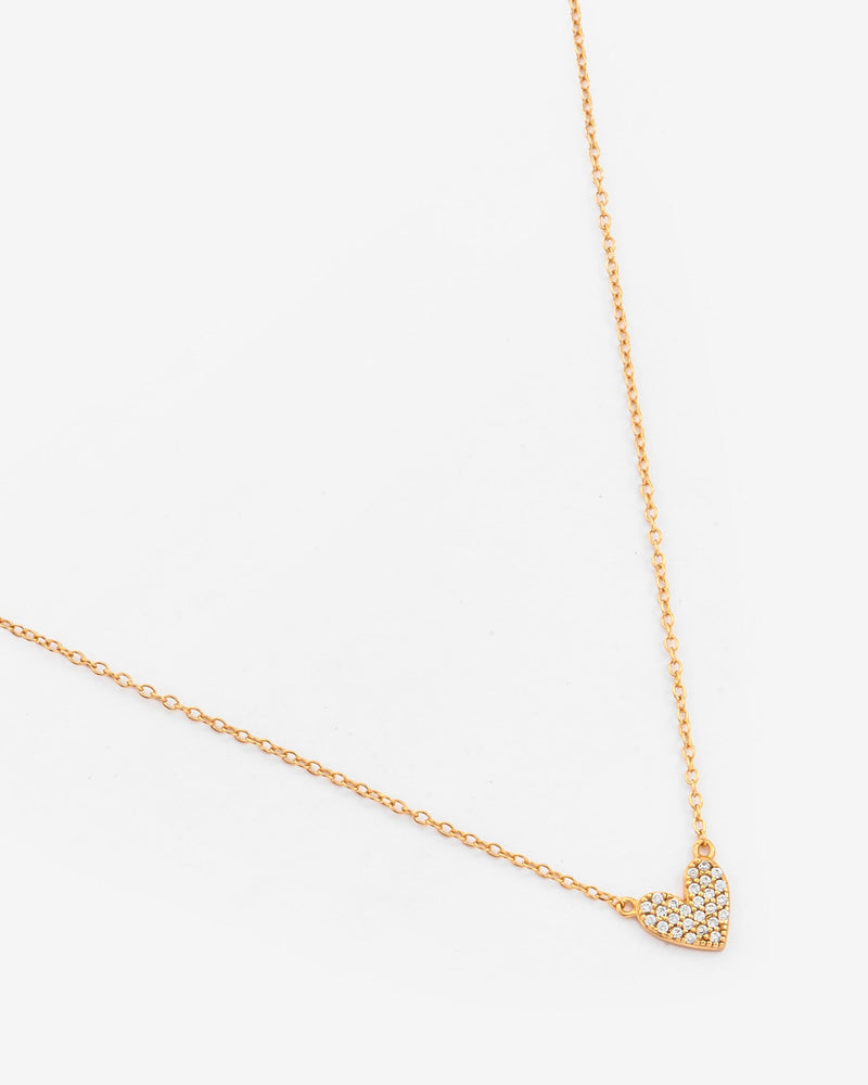 Pave Heart Necklace - Gold
