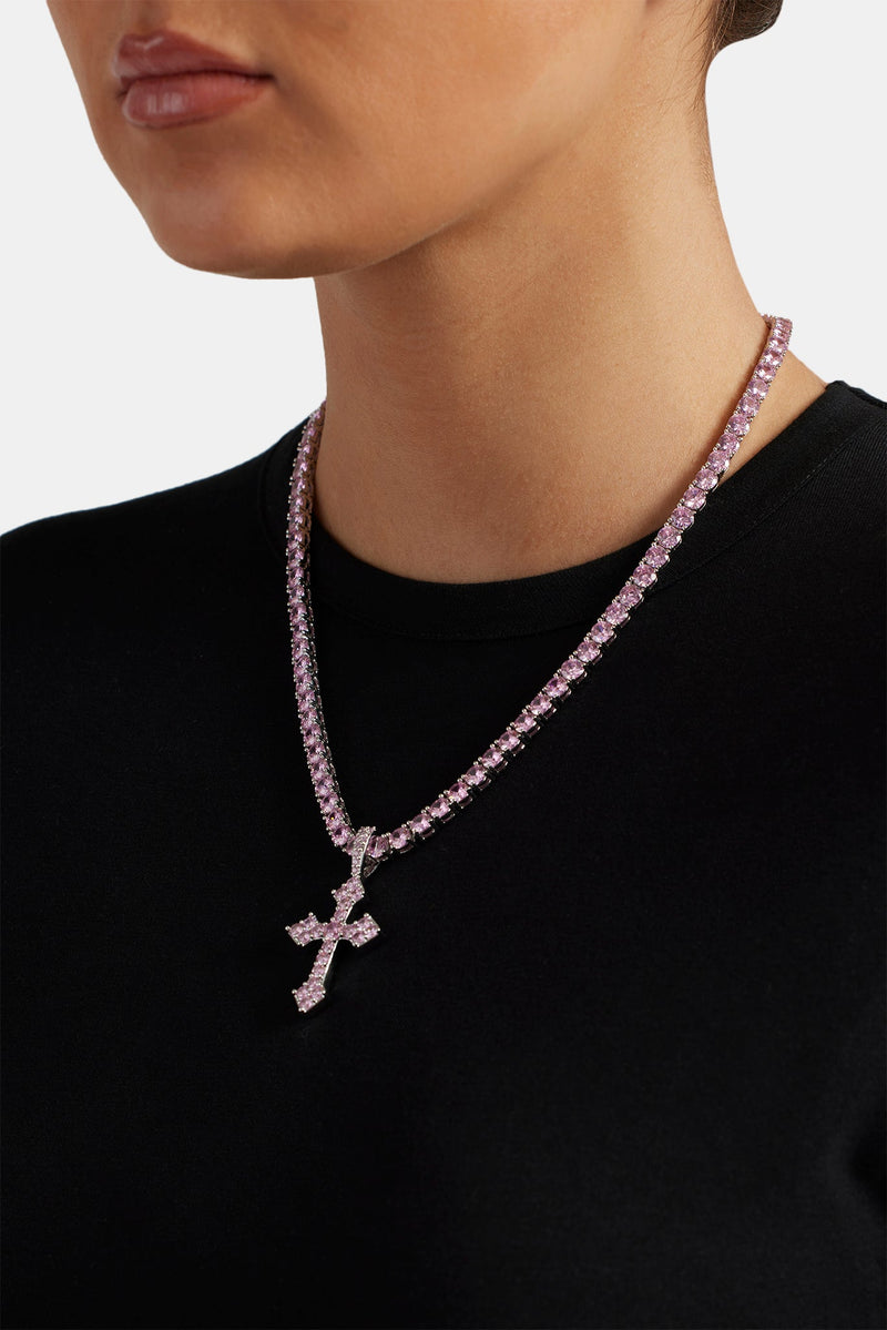 Pink Iced Celtic Cross Pendant