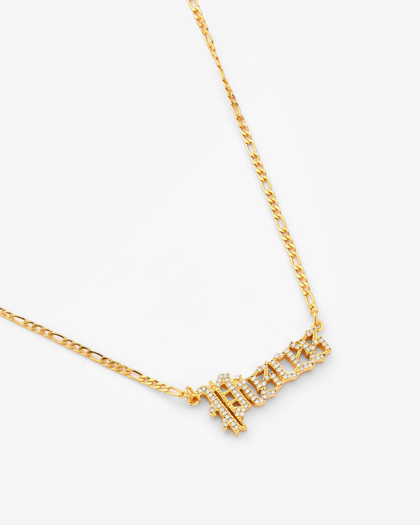 Iced Pisces Zodiac Necklace - Gold