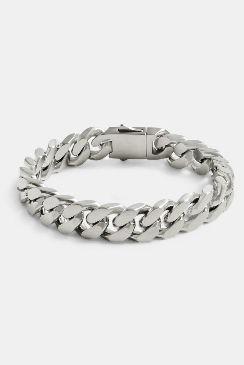 Polished Pewter Flat Cuban Bracelet