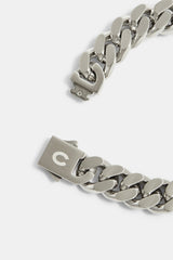 Polished Pewter Flat Cuban Bracelet