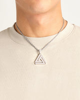 Iced Penrose Triangle Pendant - White Gold