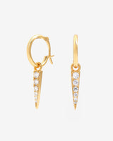 Iced Spike Charm Huggie Hoop Earrings - Gold