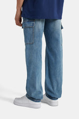 Relaxed Cargo Carpenter Jeans - Mid Blue