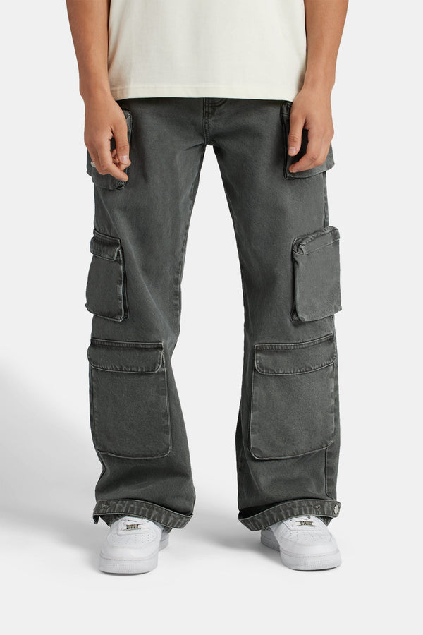 Baggy Utility Cargo Jeans - Dark Grey