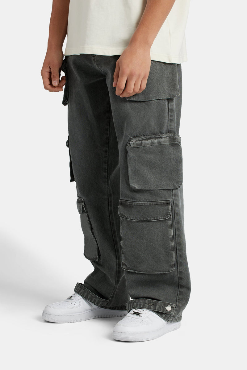 Baggy Utility Cargo Jeans Dark Grey Mens Denim Shop Jeans at