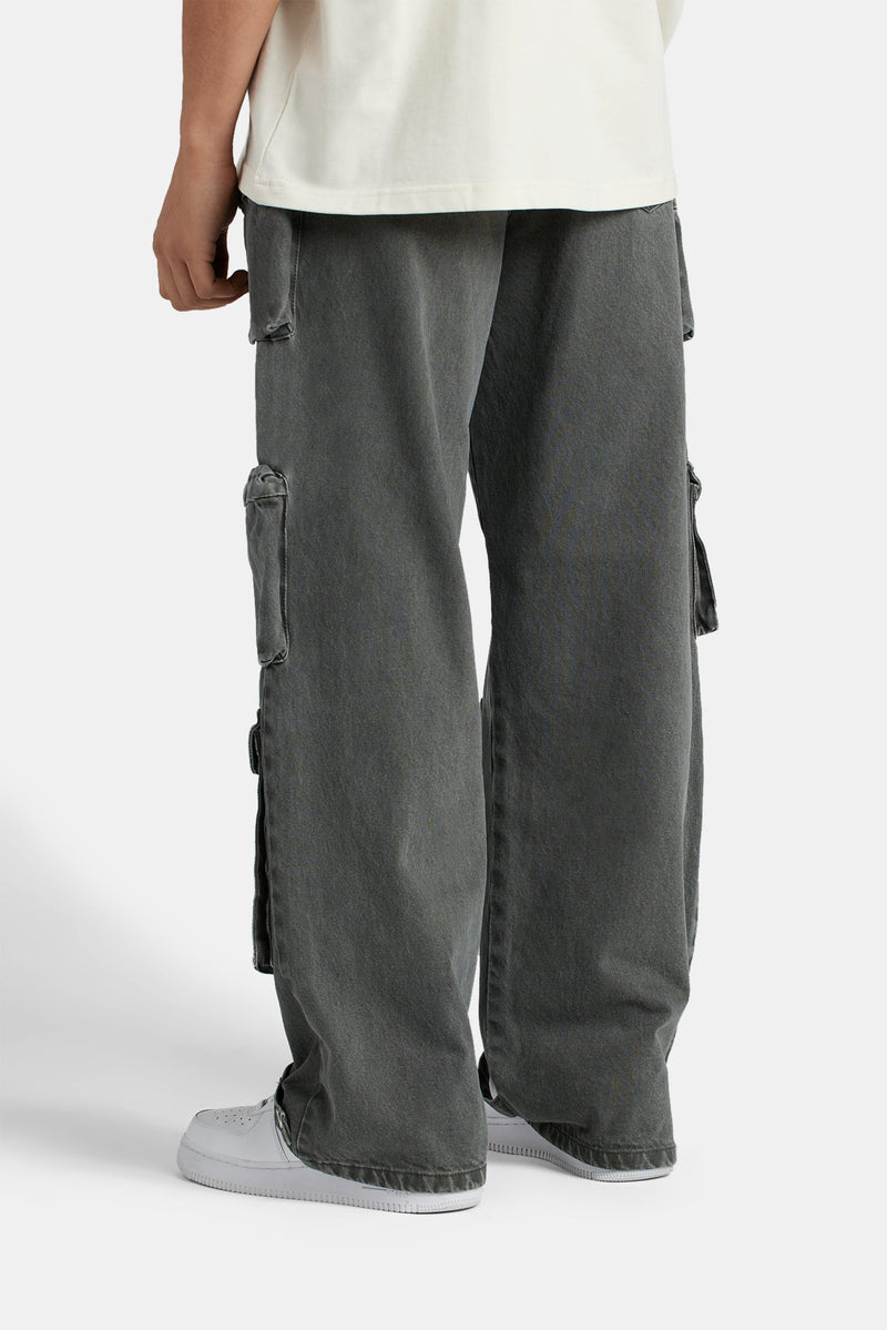 Baggy Utility Cargo Jeans - Dark Grey