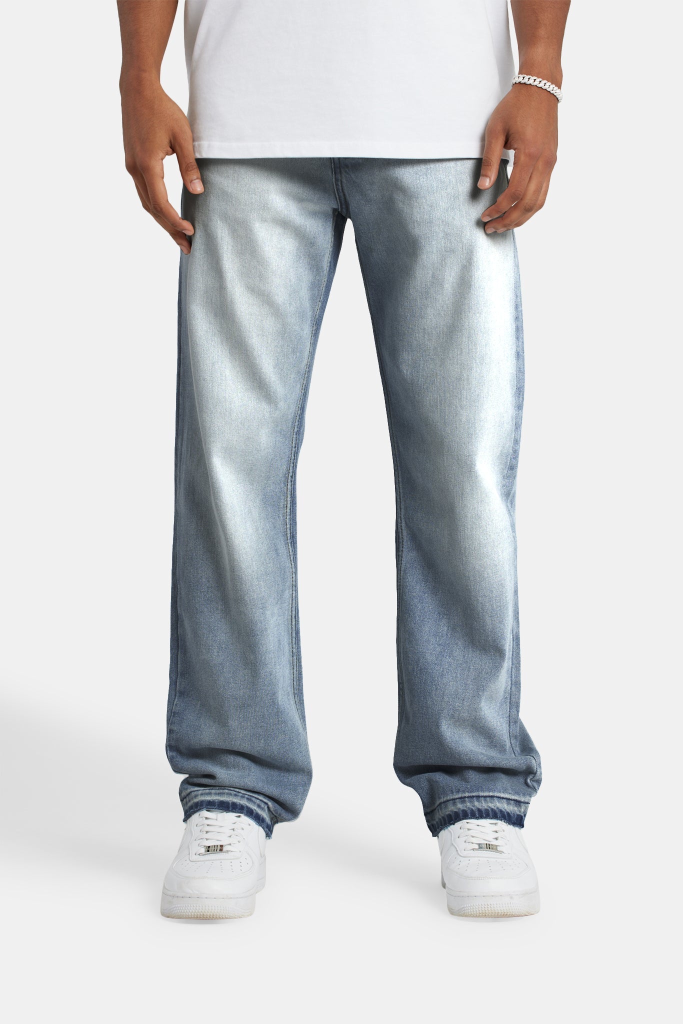 Relaxed Jeans With Distressed Detail - BLEACH WASH | Mens Denim | Shop ...