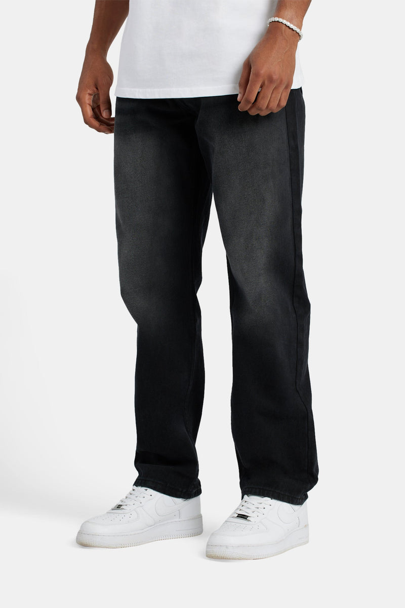 Relaxed Fit Jeans - Washed Black