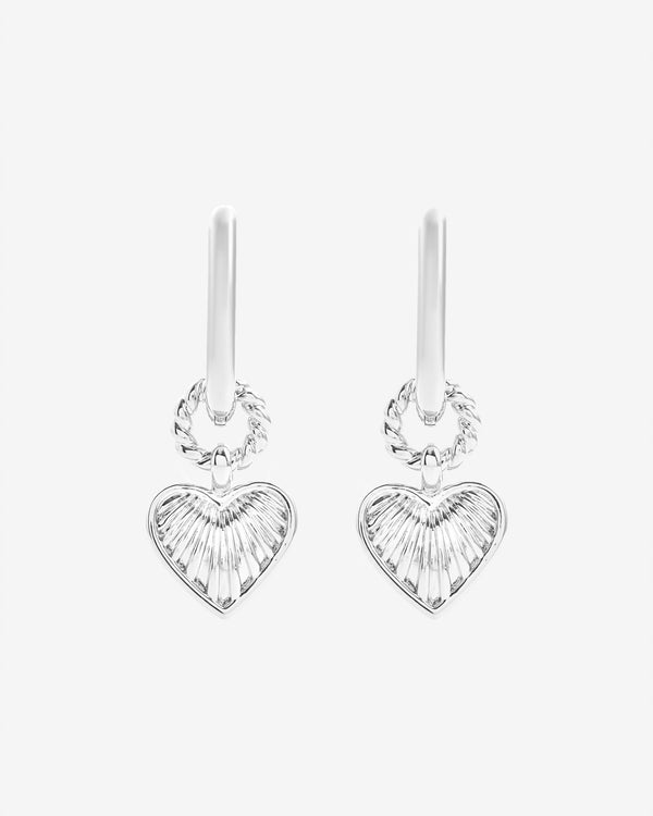 Rectangle Heart Charm Huggie Earrings