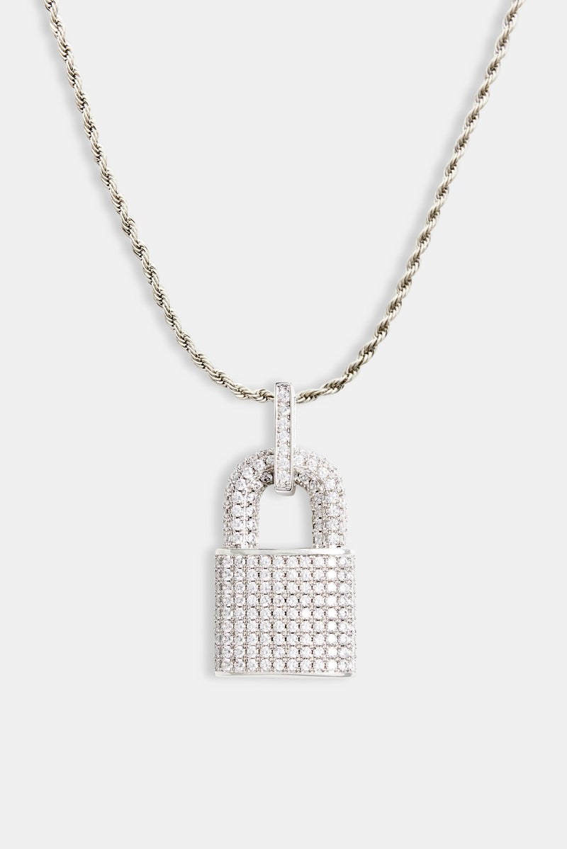 Iced CZ Padlock Pendant