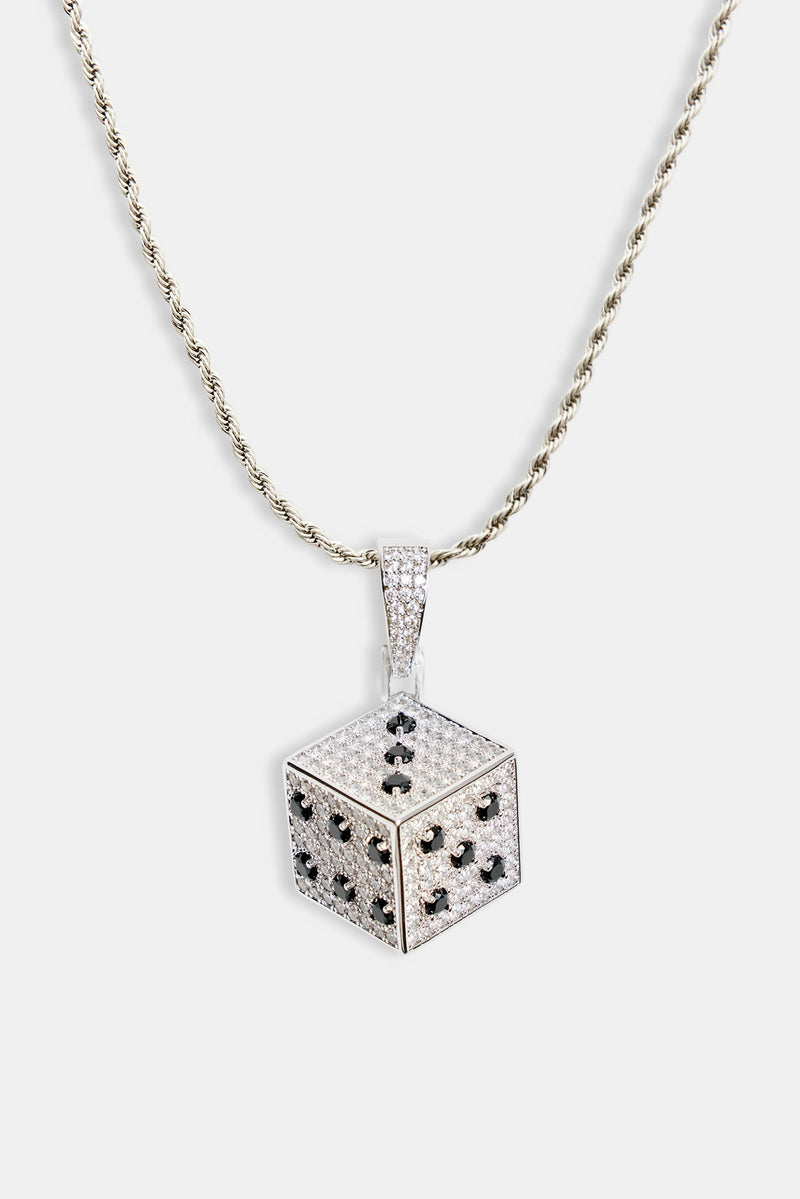 20mm Iced CZ Dice Pendant