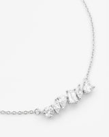 Staggered Diamond Row Necklace - White Gold