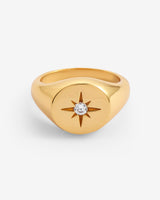 Star Gemstone Signet Ring - Gold