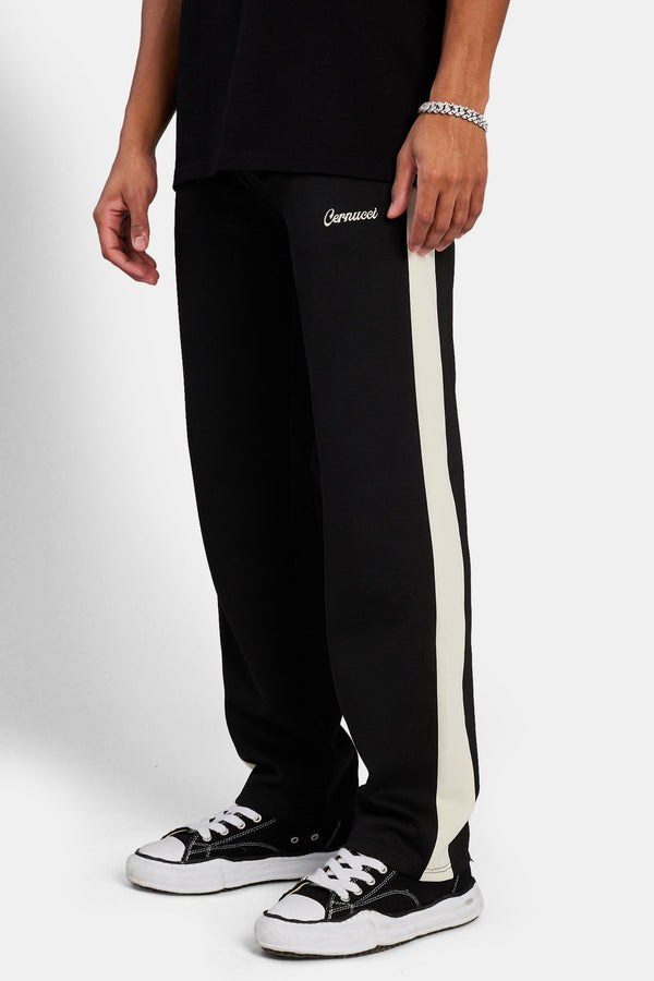 Contrast Panel Track Pant - Black