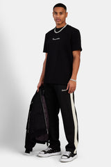 Contrast Panel Track Pant - Black