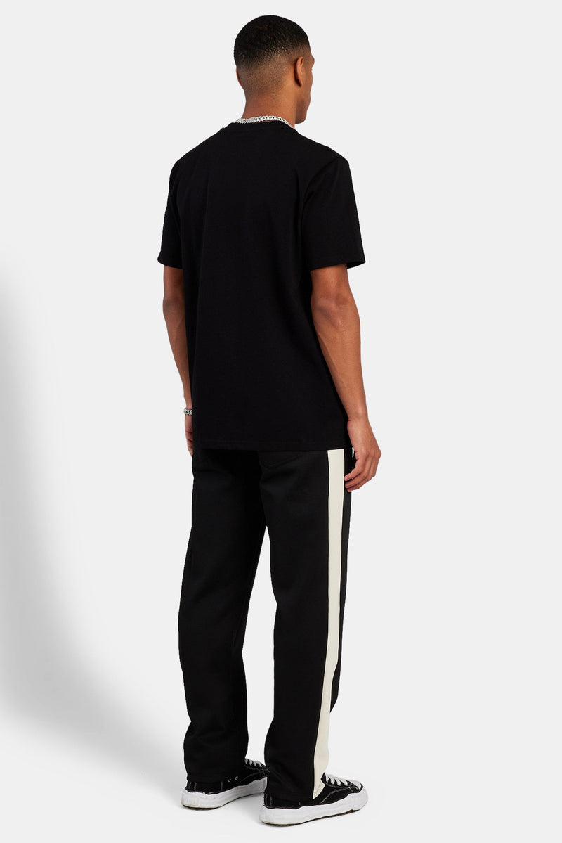 Contrast Panel Track Pant - Black