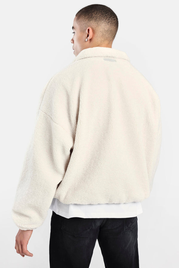 Borg Half Zip Sweatshirt - Off White