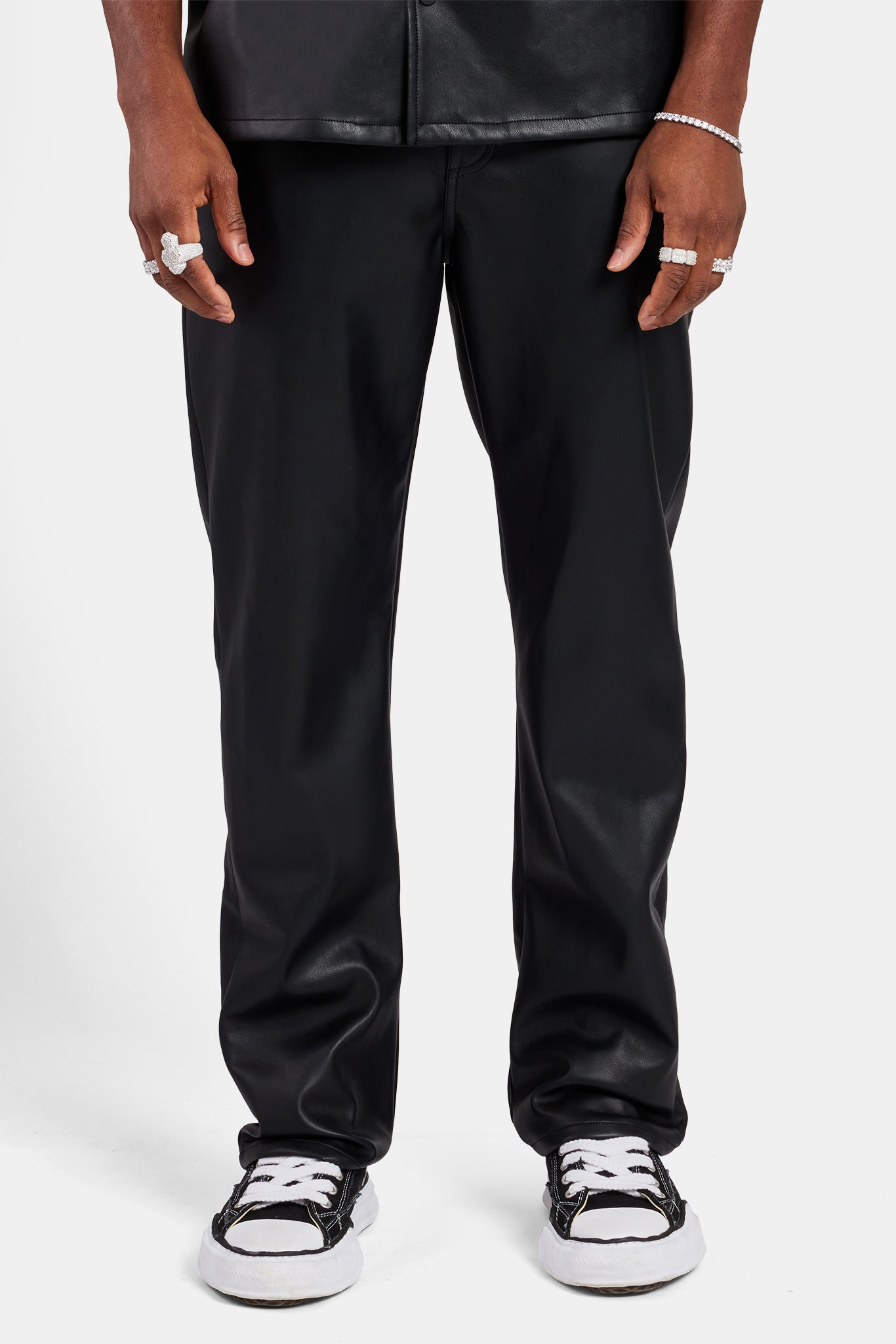 PU Trouser - Black | Mens Bottoms | Shop Trousers at CERNUCCI.COM ...