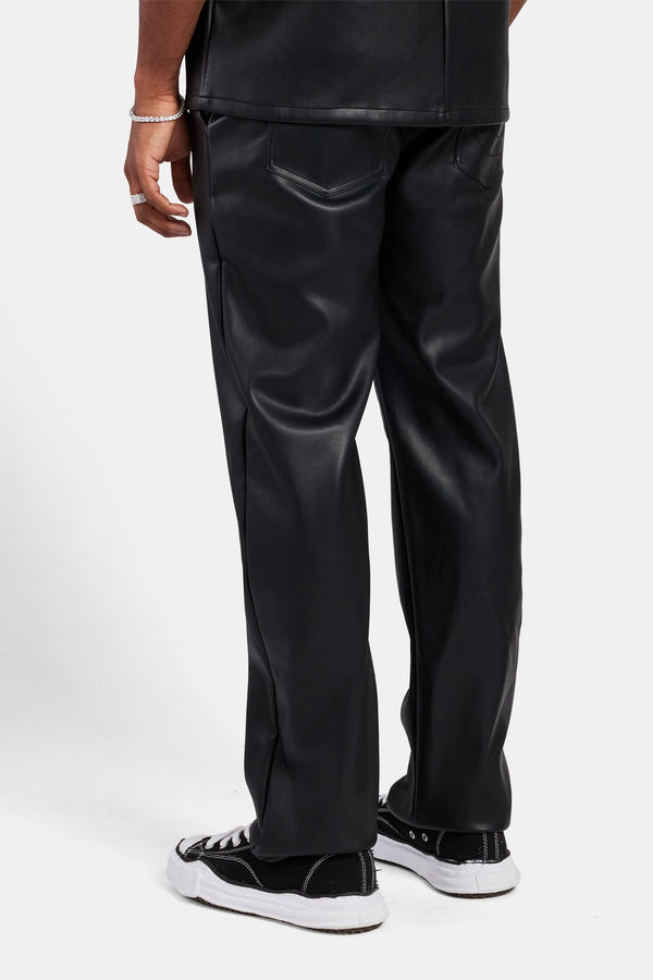 Faux Leather Trouser - Black