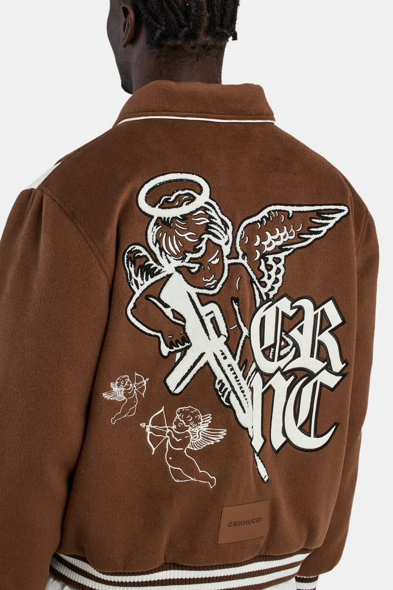 Cherub Varsity Harrington Jacket - Brown