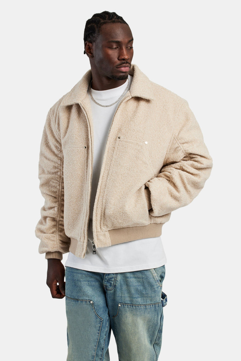 Wool Harrington Jacket - Beige