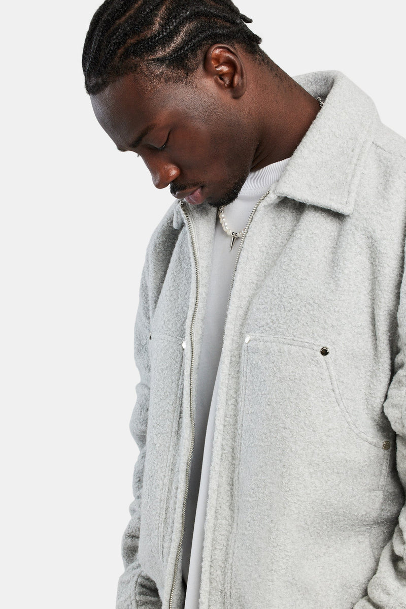 Wool Harrington Jacket - Light Grey